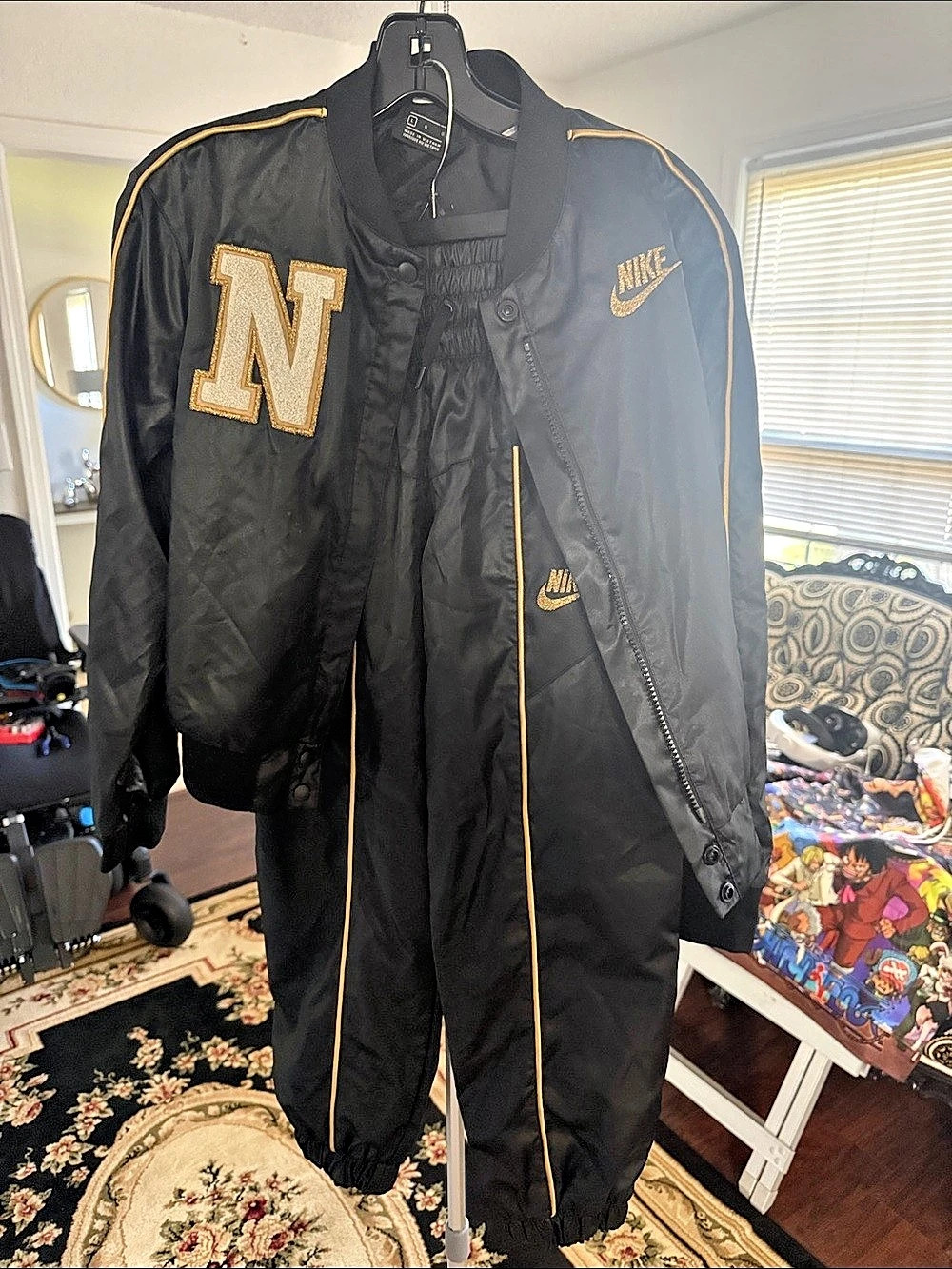 Nike Glam Dunk Satin Tracksuit Jacket and Pants Set women’s black/gold